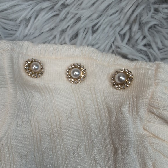 Adrianna Papell Sweater Womens XL Winter White Cable Stitch Preppy Comfort New - Picture 10 of 11